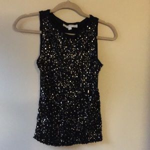 Black Sequin Tank Top | Loft | XSMALL